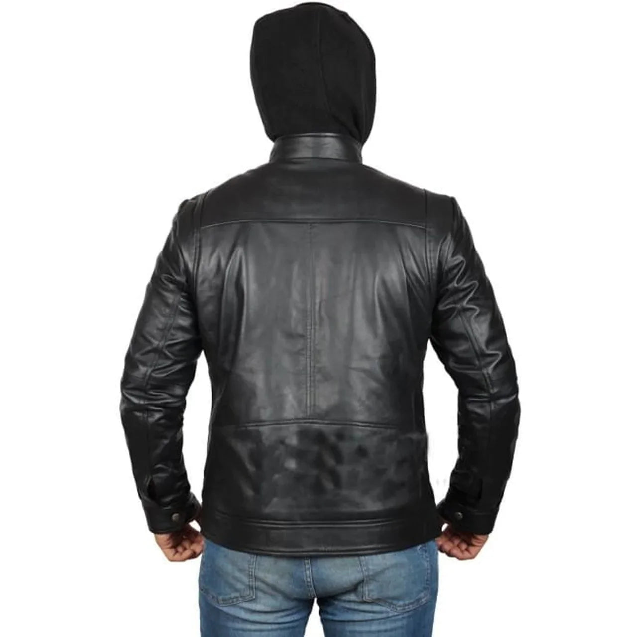 Men's Genuine Leather Jacket With Hoodie