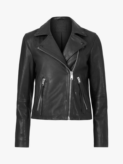 Womens Black Leather Biker Jacket