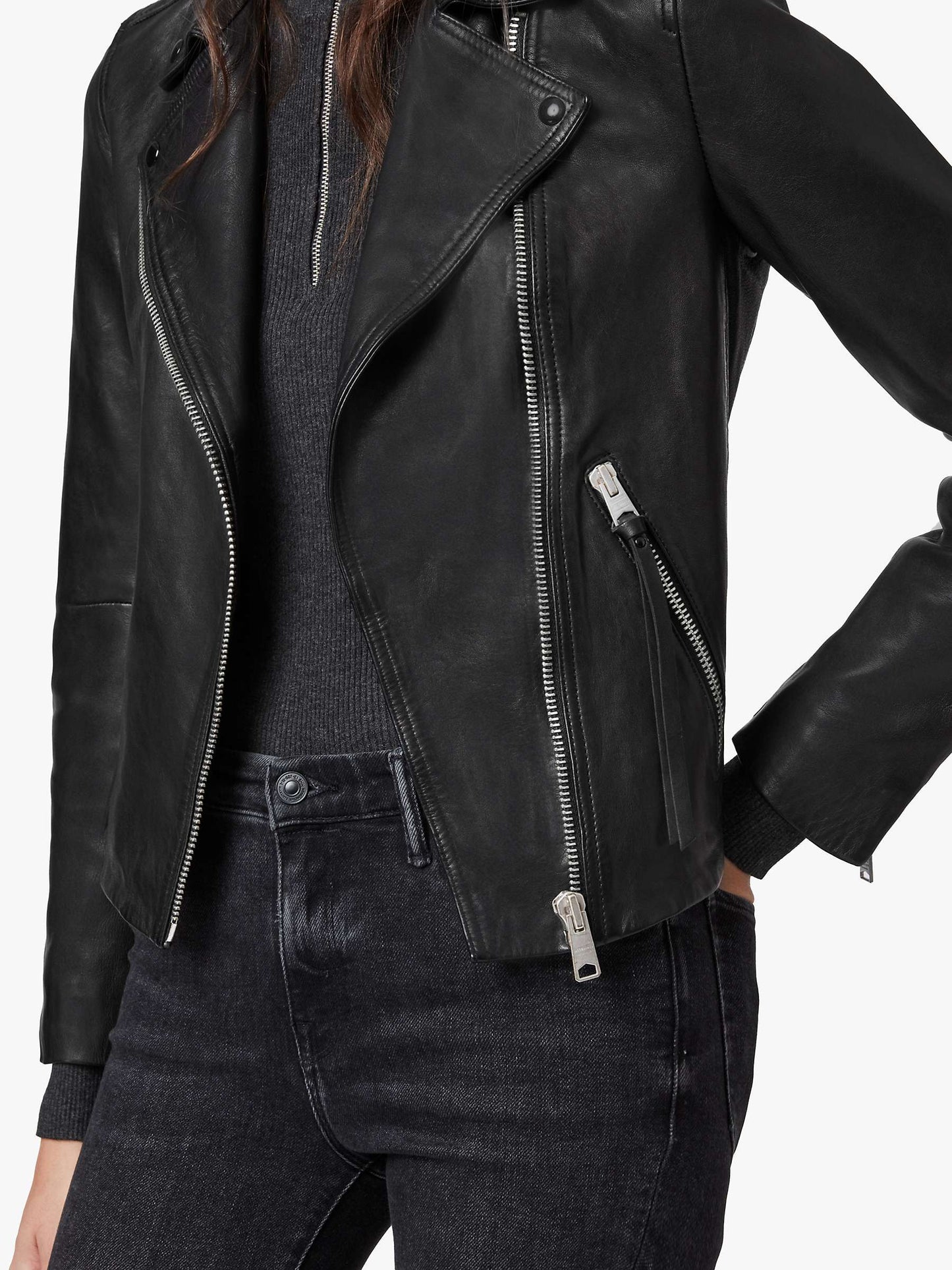 Womens Black Leather Biker Jacket