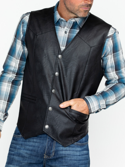 Black Men Leather Vest