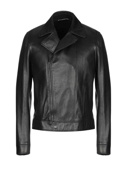 Mens Motercycle Biker Black Zipper Jacket - Frozva