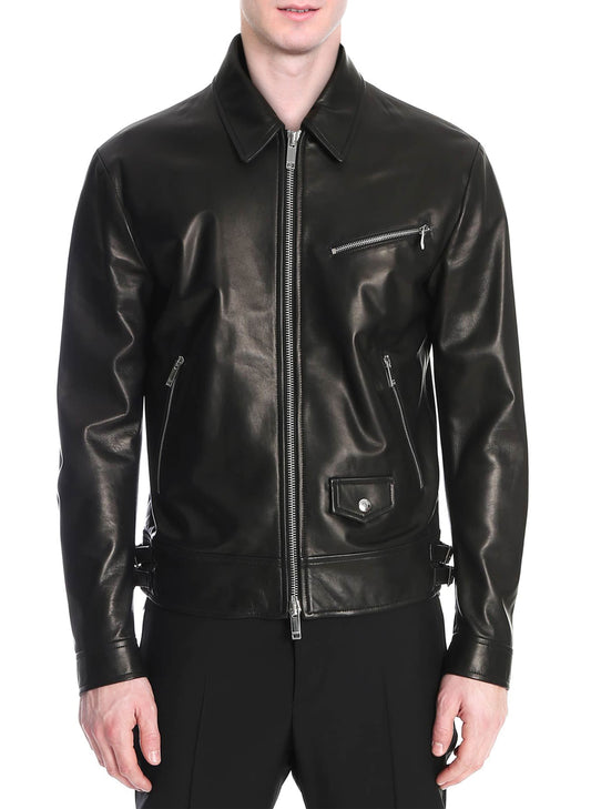 Black Stylish Lambskin Leather Jacket - Frozva