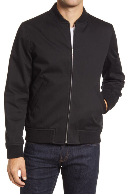 Mens Black Gregoire Cotton Bomber Jacket