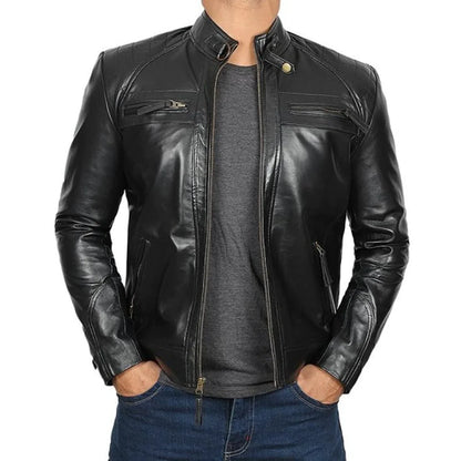 Men's Black Stylish Genuine Leather Jacket