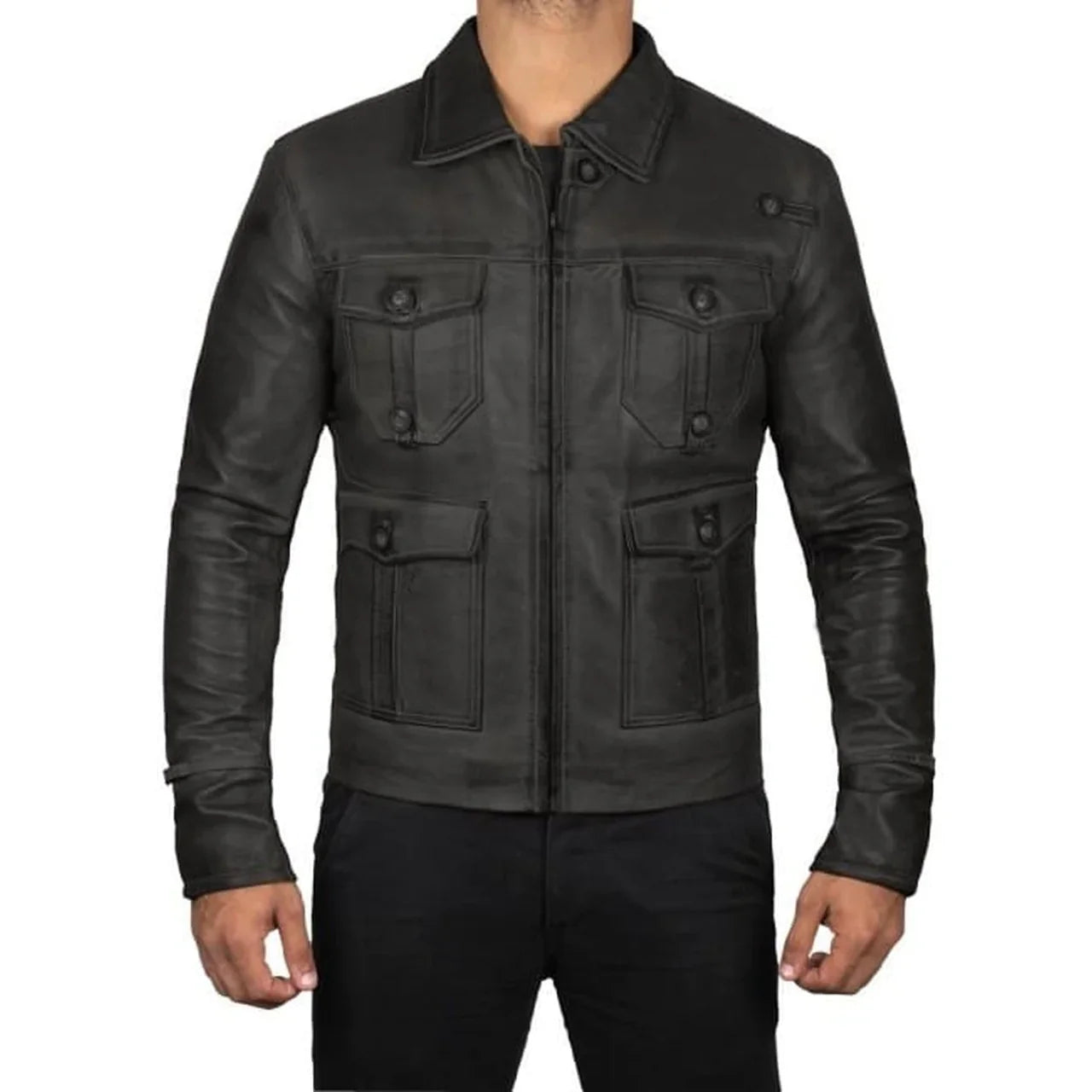 Men's Vintage Leather Biker Jacket