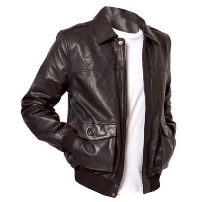 Real Lambskin Leather Brown Bomber Jacket