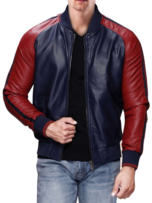 Mens Glamorous Blue Leather Jacket – Frozva