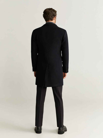 Men Tailored Black Wool Coat - Frozva.com