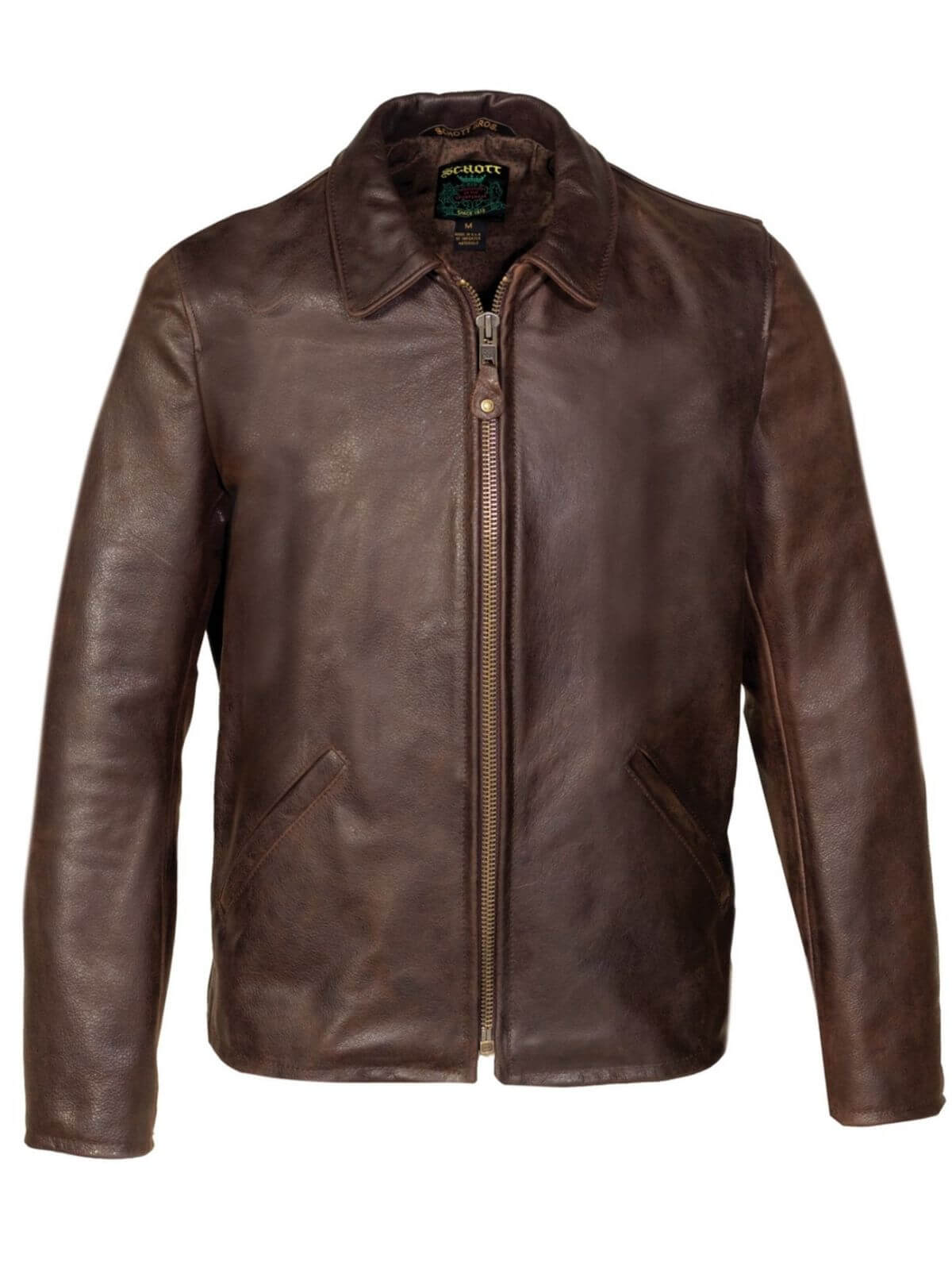 Mens Dark Brown Biker Stand Collar Jacket