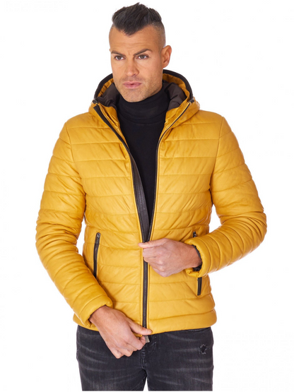 Men yellow Polyester Lining hooded Jacket - Frozva