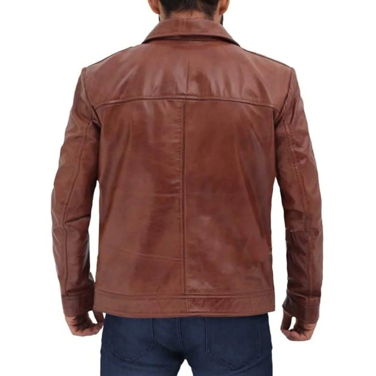 Men's Brown Distressed Leather Motorcycle Jacket