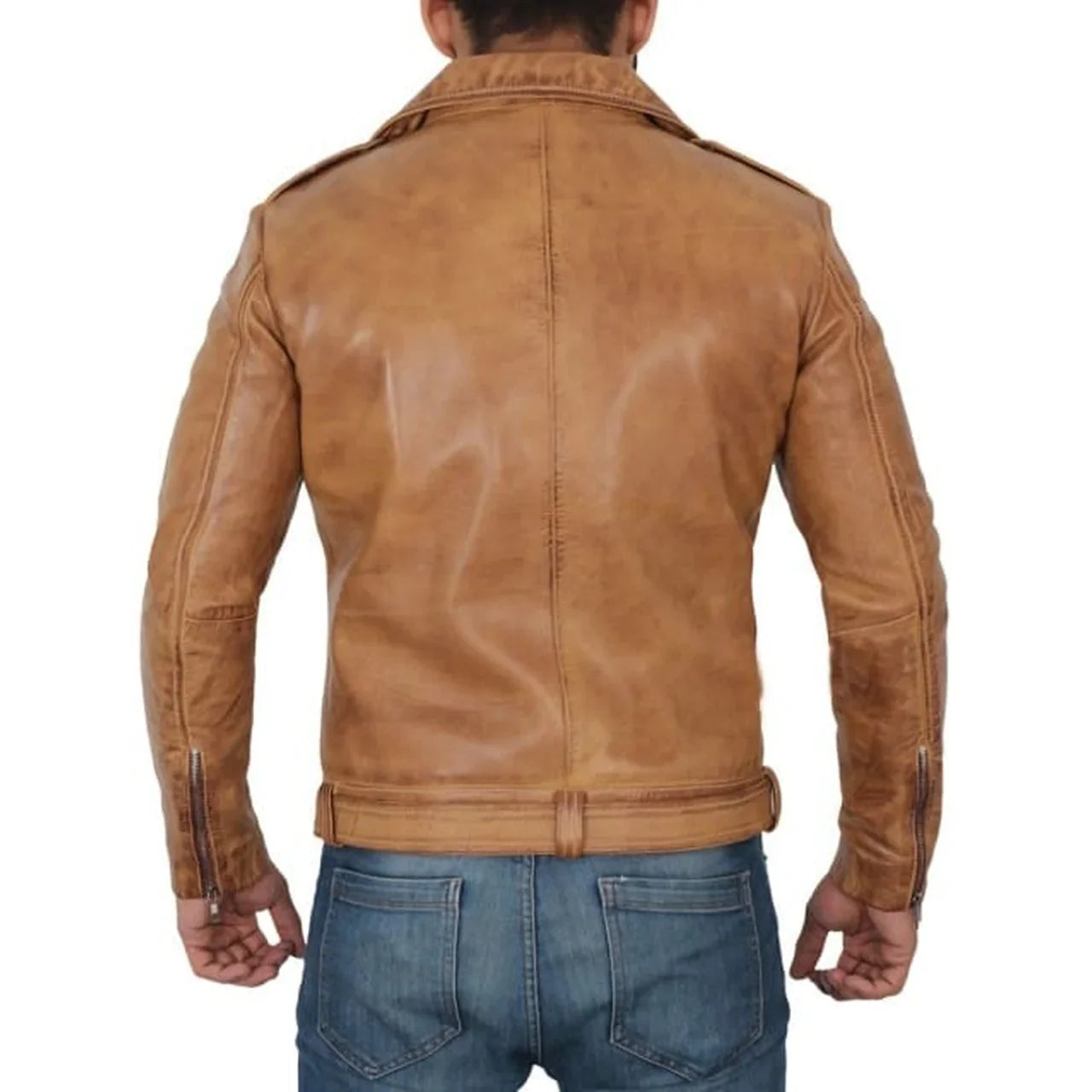 Men's Light Brown Moto Leather Jacket