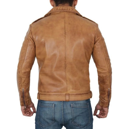 Men's Light Brown Moto Leather Jacket