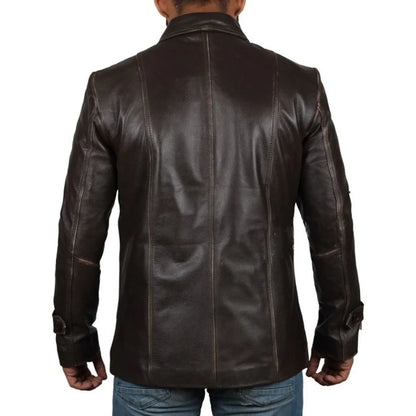 Men's Dark Brown Real Leather Jacket - Frozva