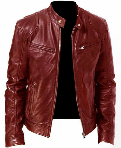 Mens Vintage motorcycle real leather jacket