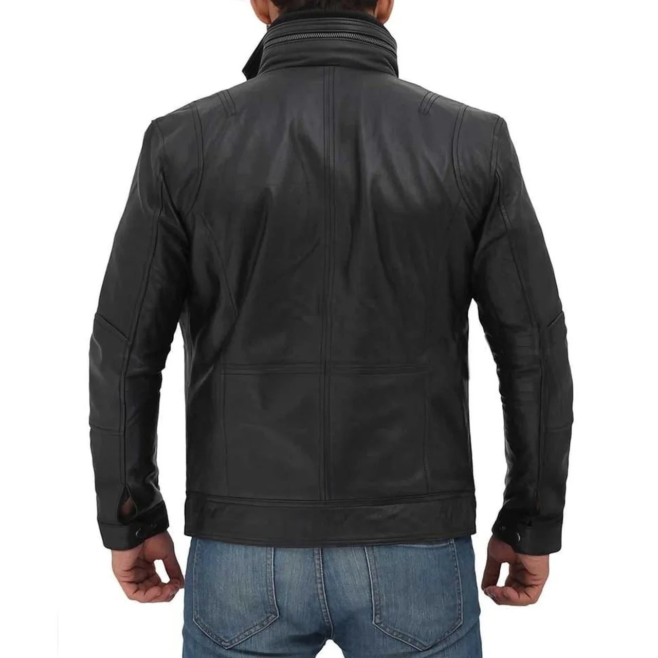 Men's Black Leather Multi Pocket Jacket