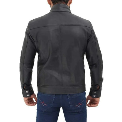 Men's Black Zipper Lambskin Leather Jacket