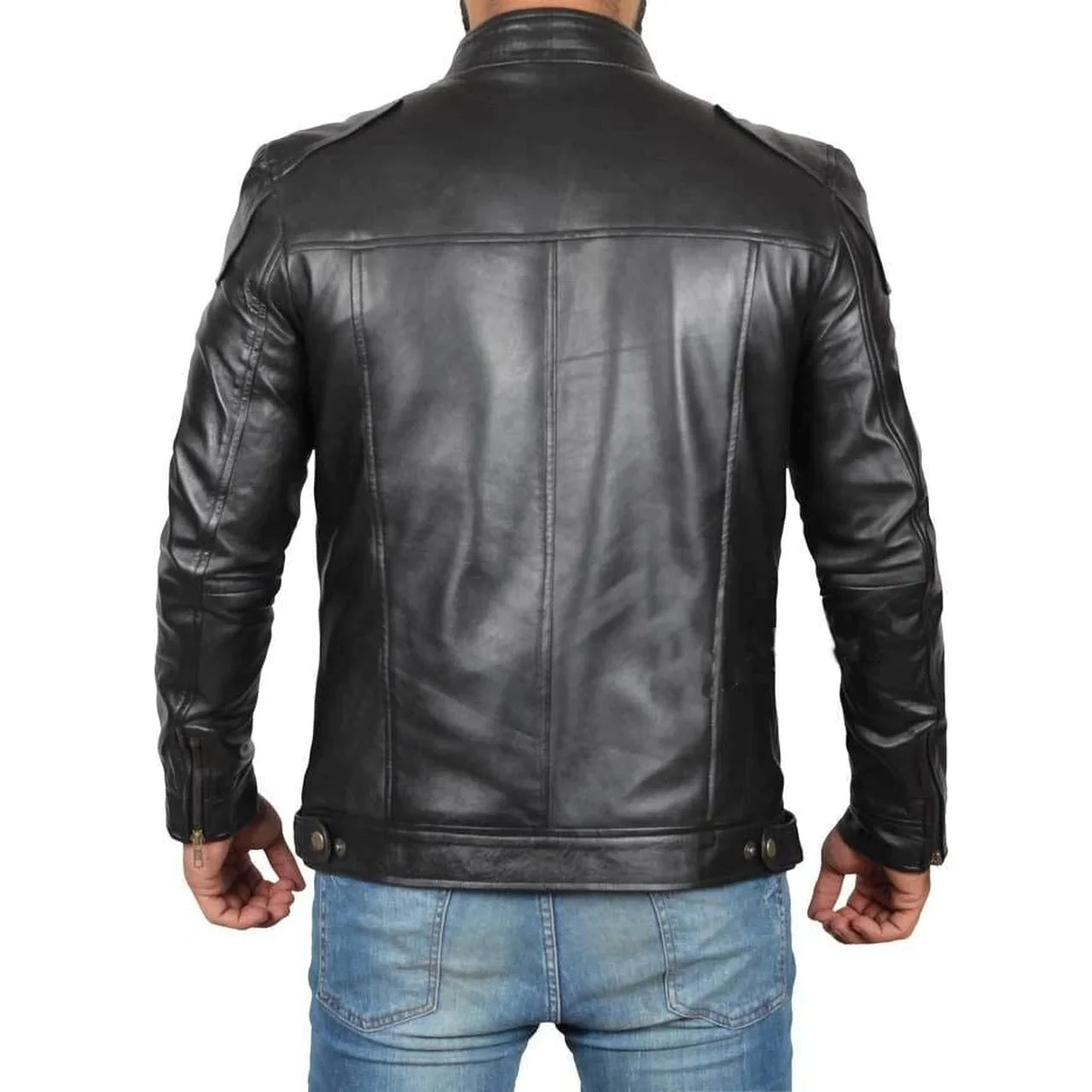 Men's Fitted Black Leather Jacket