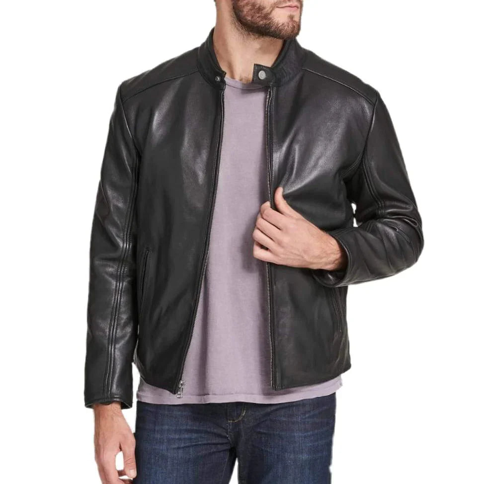 Men's Regular Fit Black Leather Jacket