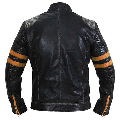 Men's Black Vintage Distressed Biker Leather Jacket