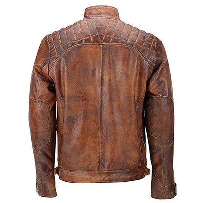 Men's Brown Vintage Distressed Biker Leather Jacket