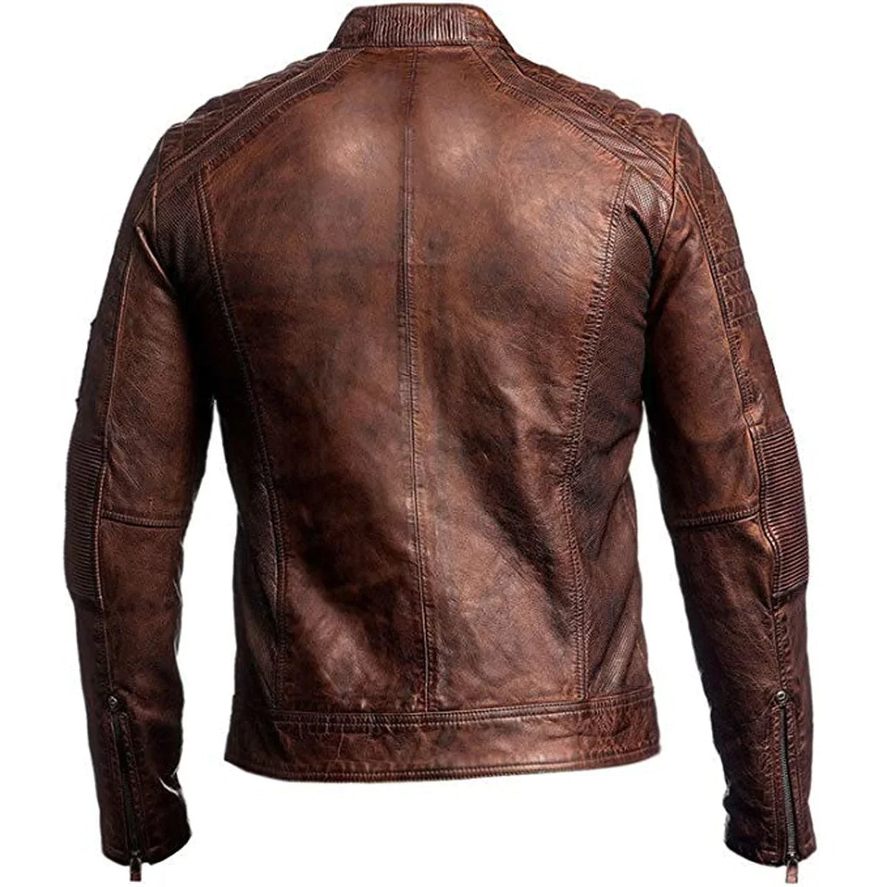 Dark Brown Vintage Distressed Biker Leather Jacket