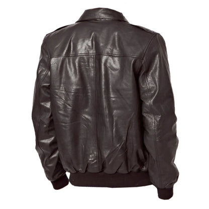 Real Lambskin Leather Brown Bomber Jacket