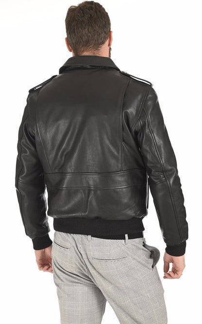 Men's Soft Black Bomber Leather Jacket