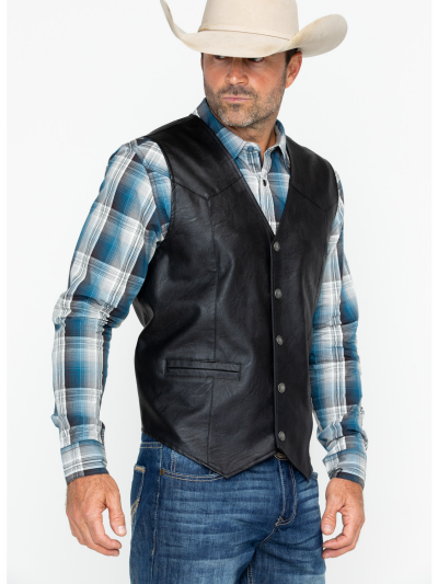 Black Men Leather Vest