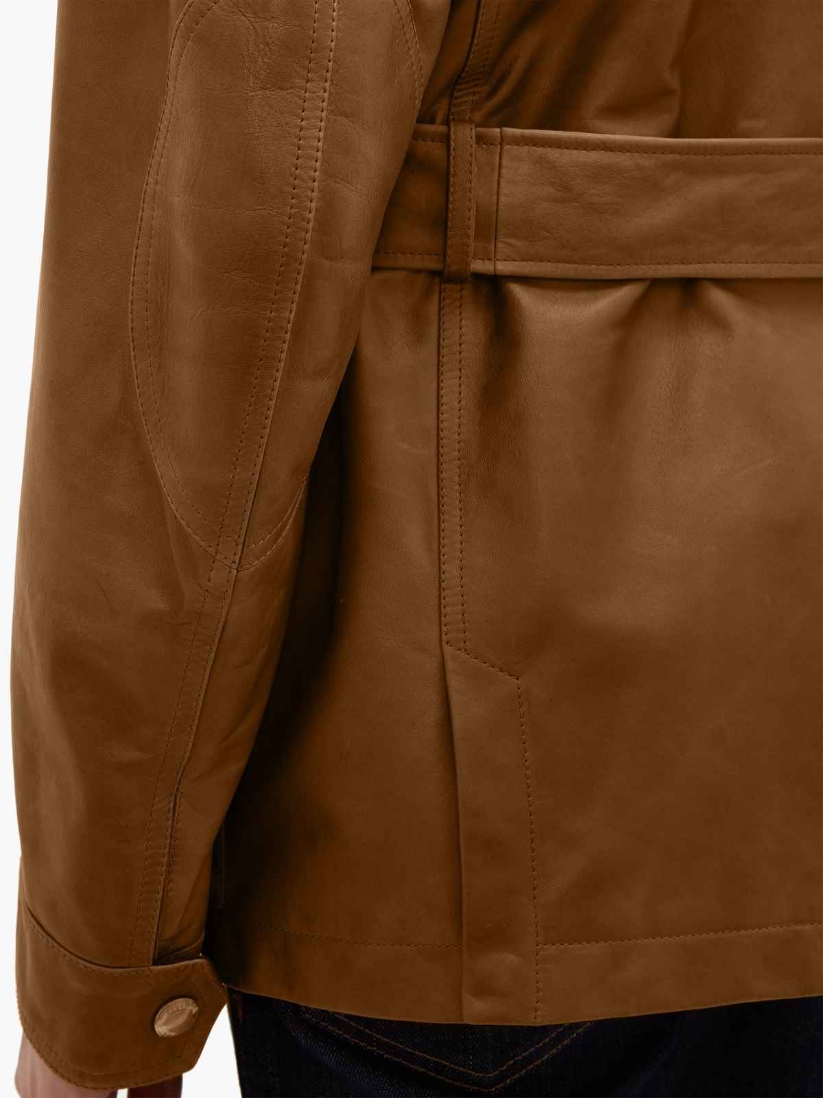 Men  Utility Leather Brown Jacket - Frozva.com