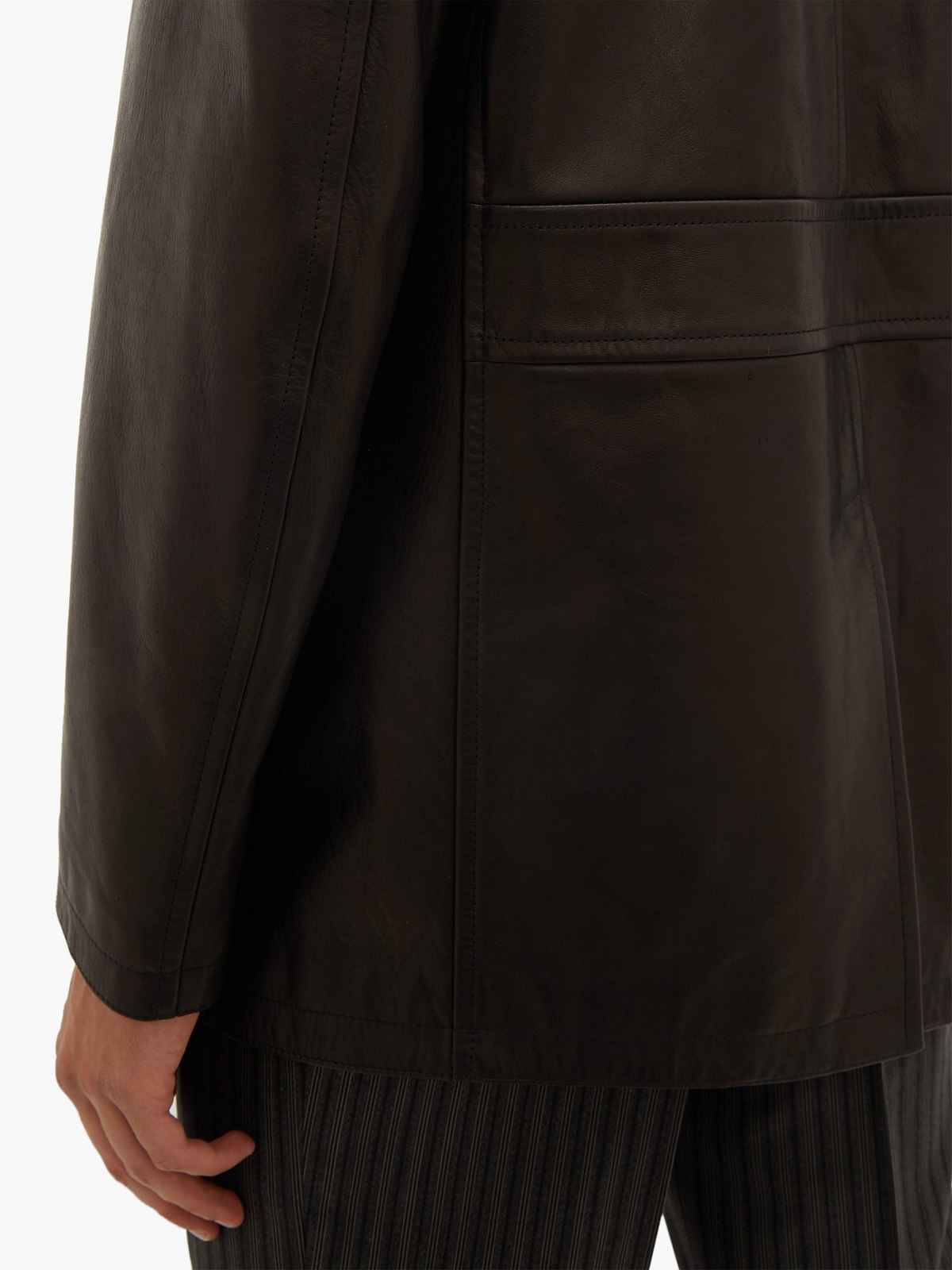 Men Brown Long Leather Jacket - Frozva.com