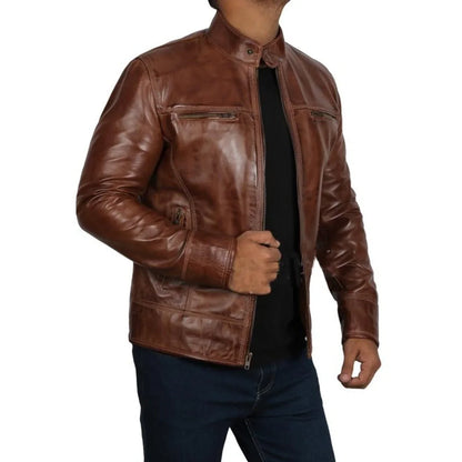 Men's Dark Brown Genuine Leather Jacket