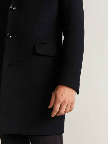 Men Tailored Black Wool Coat - Frozva.com