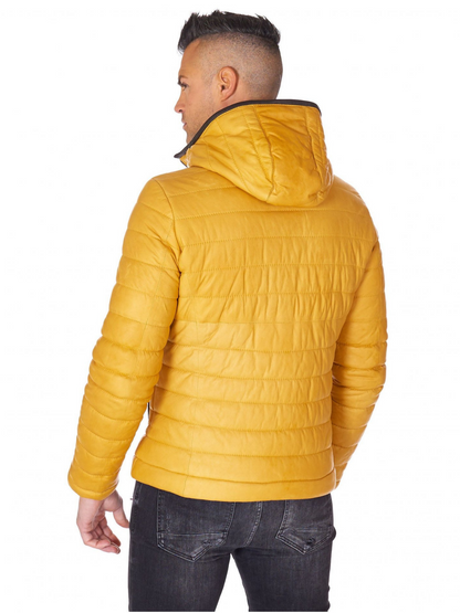 Men yellow Polyester Lining hooded Jacket - Frozva