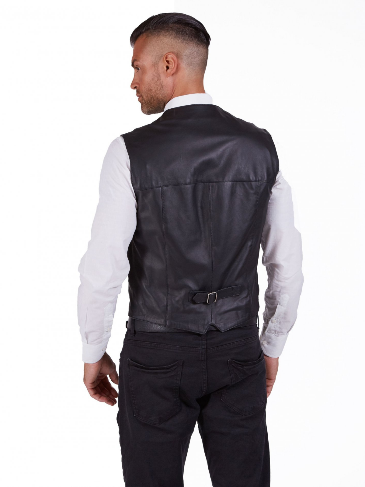 Men Black lambskin leather Vest - Frozva.com