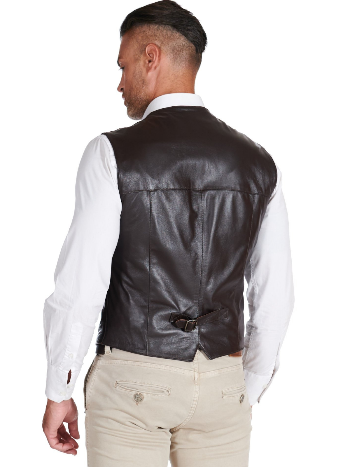 Men leather Black jacket Vest - Frozva.com