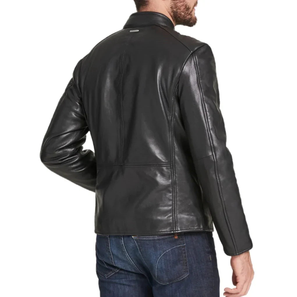 Men's Regular Fit Black Leather Jacket