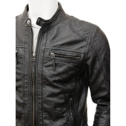 Men's Genuine Lambskin Black Leather Jacket