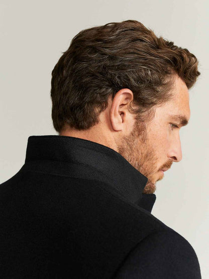 Men Tailored Black Wool Coat - Frozva.com