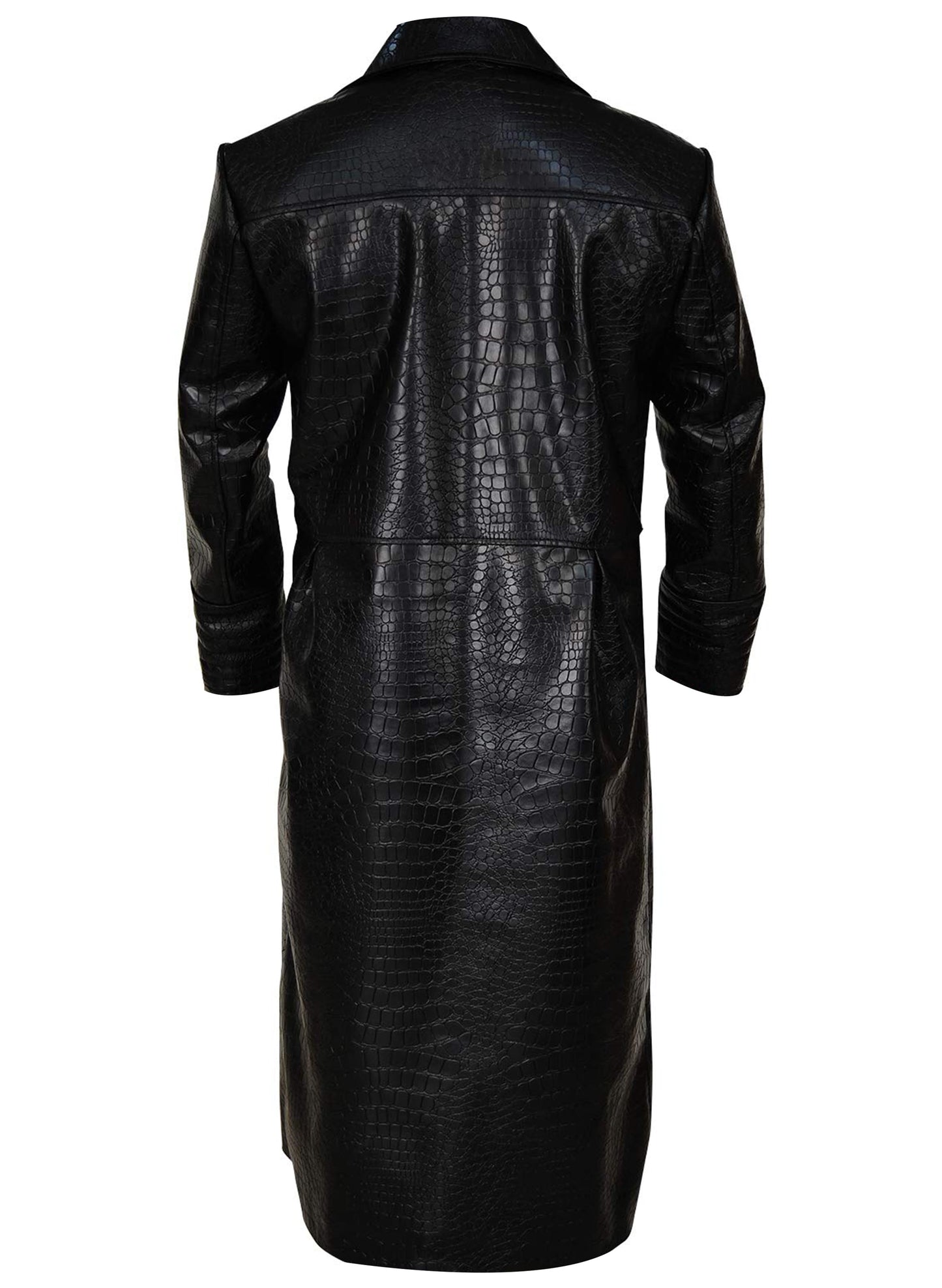 Black Aligator Embossed Leather Trench Coat