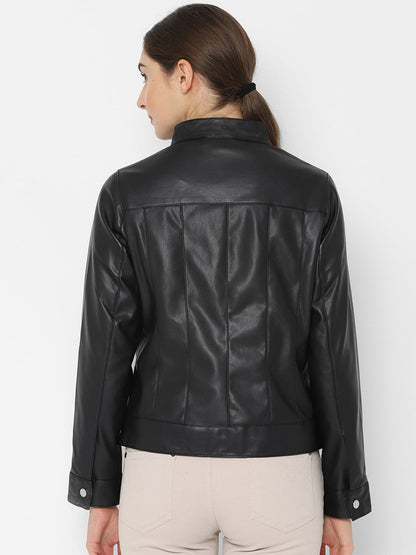 Black Genuine Leather womens Jacket