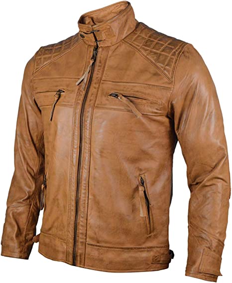 Mens Classic Diamond Fashion Leather Jacket