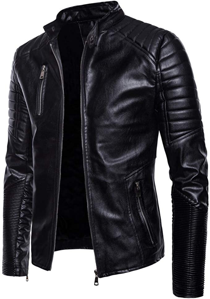 Men's Straight Fit Black Lambskin Leather Jacket