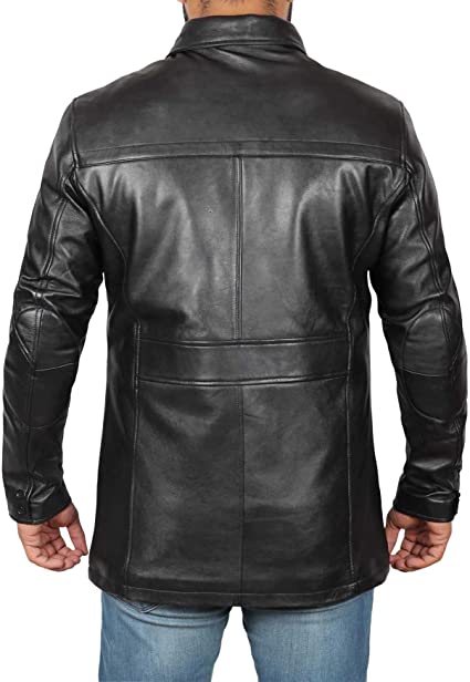 Mens Stylish Black Leather Coat - Frozva