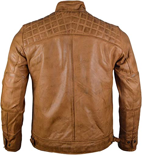 Mens Classic Diamond Fashion Leather Jacket