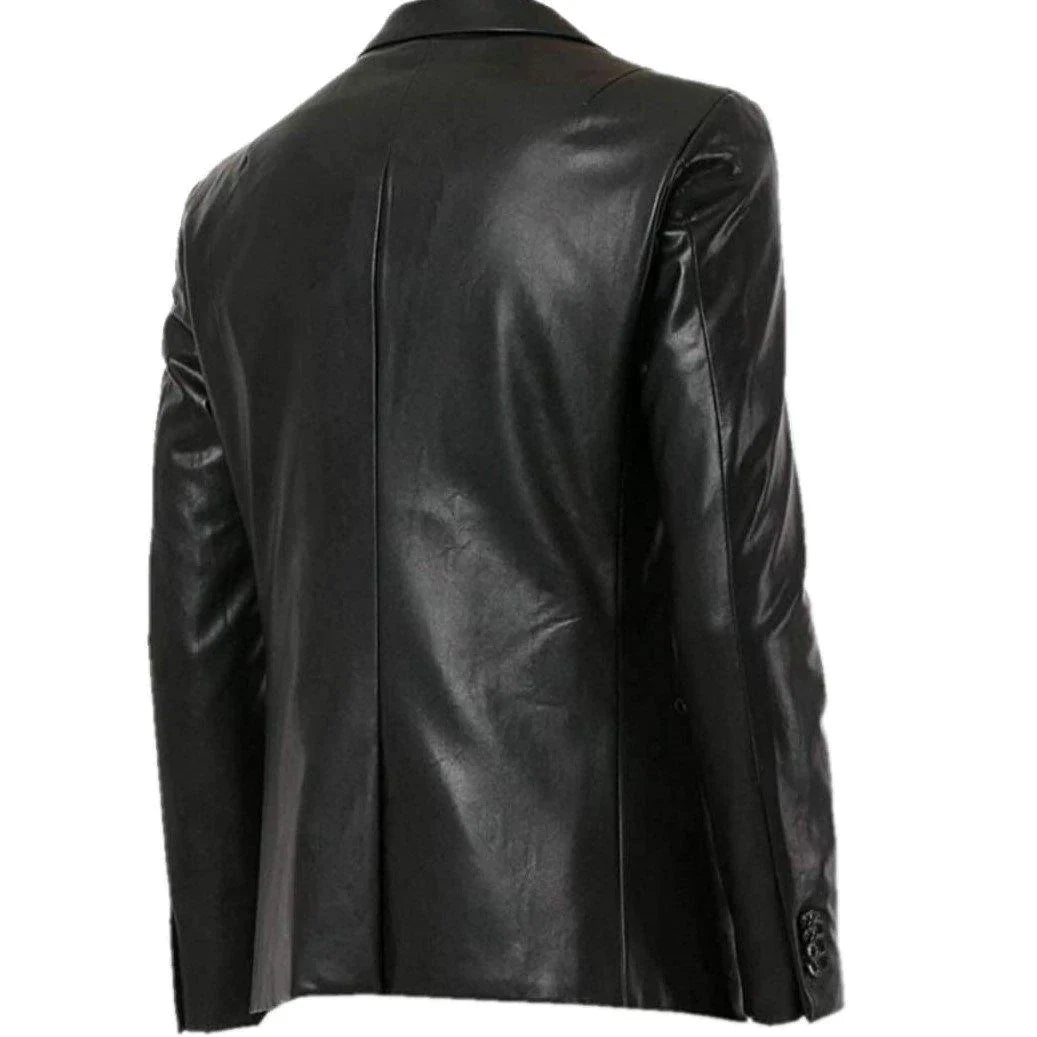 Men's Black Real Lambskin Leather Jacket Blazer Coat