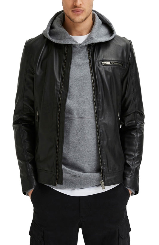 Mens Black Iconic Classic Leather Jacket