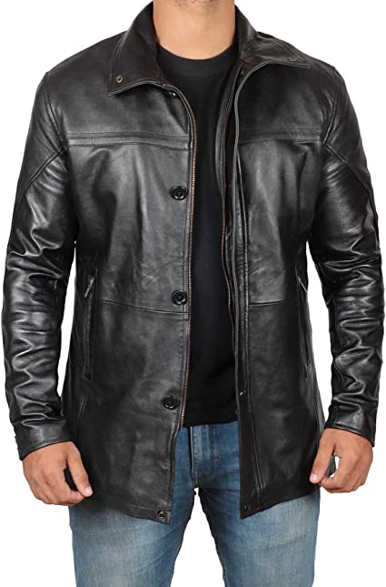 Mens Stylish Black Leather Coat - Frozva