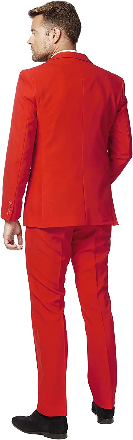 Mens Slim Fit Red Two Piece Party Suit