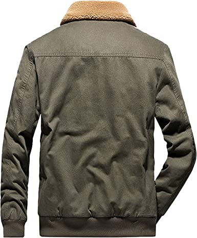 Men's Bomber Fur Fleece & Collar Retro Military Jackets